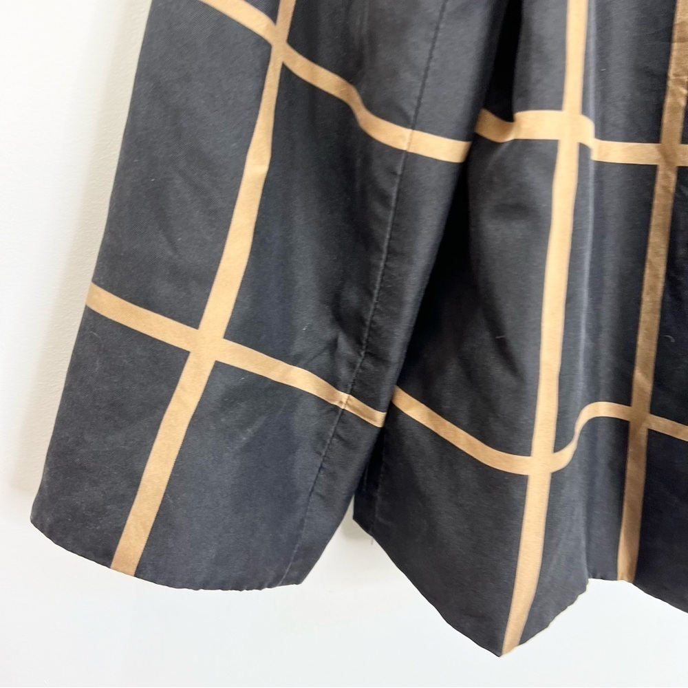 Old money pure silk black tan windowpane mock neck jacket blazer 16 - Picture 9 of 13